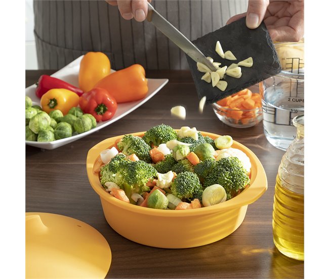 Vaporera de Silicona Multifunción con Recetas Naranja