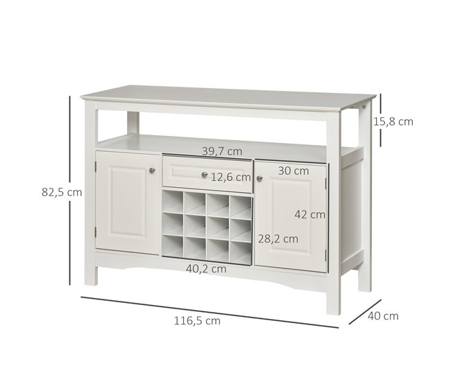 Aparador de Cocina MDF HOMCOM, hogar - cocina Blanco