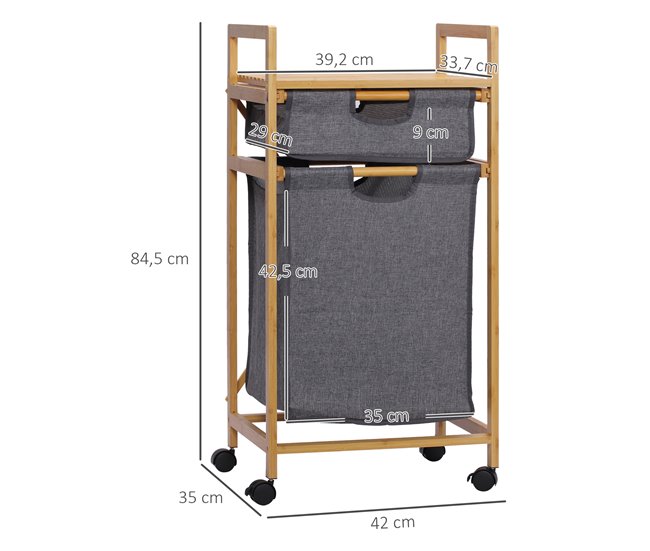 Cesto para Ropa Bambú, Lino HOMCOM Multicolor