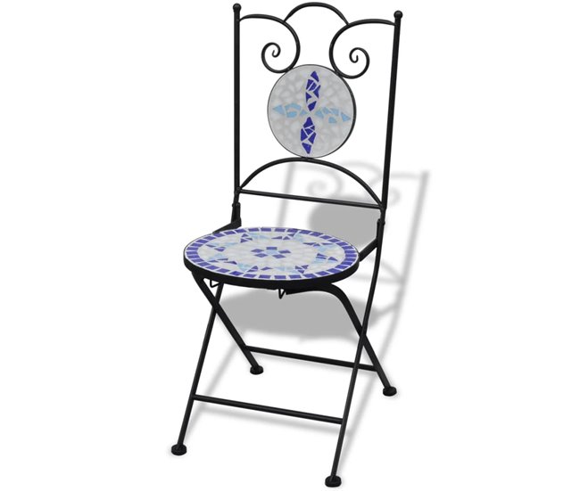2 Sillas de jardín bistró plegables de cerámica Azul