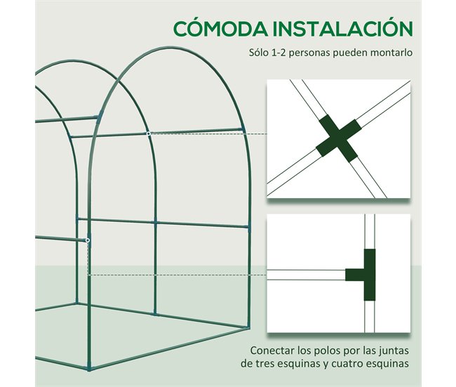 Invernadero de Jardín PE, Acero Outsunny Verde