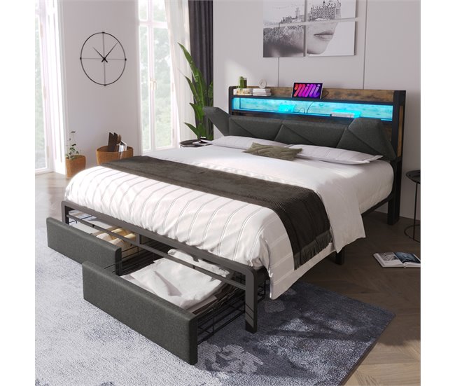 Camas de matrimonio 141x217 Gris