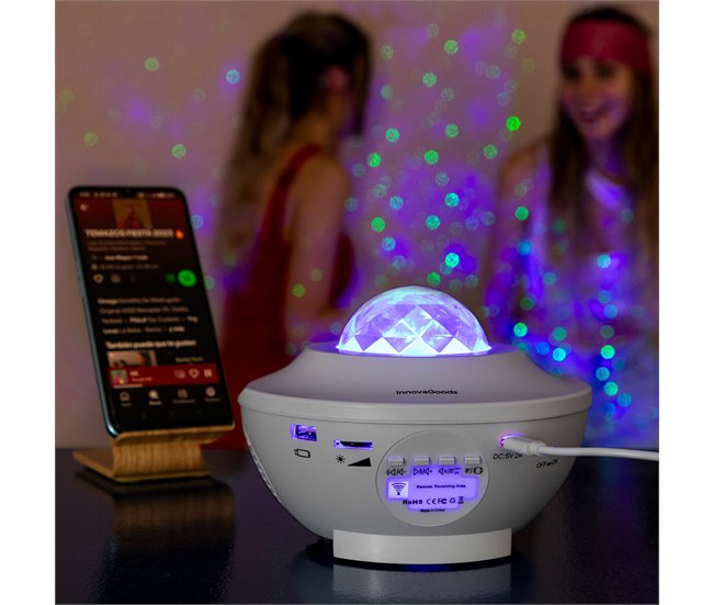 Proyector de Estrellas LED y Láser con Altavoz Blanco
