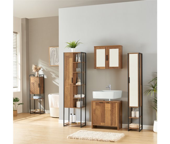 Mueble de baño auxiliar Namsskogan con compartimentos Nogal