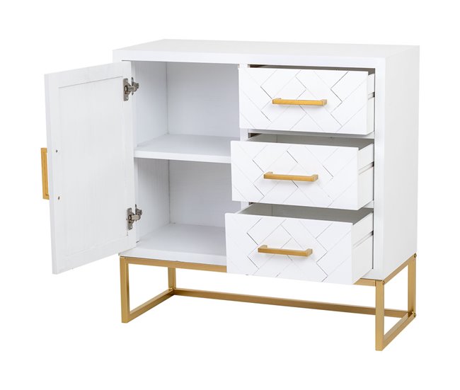 Aparador de madera y metal Blanco
