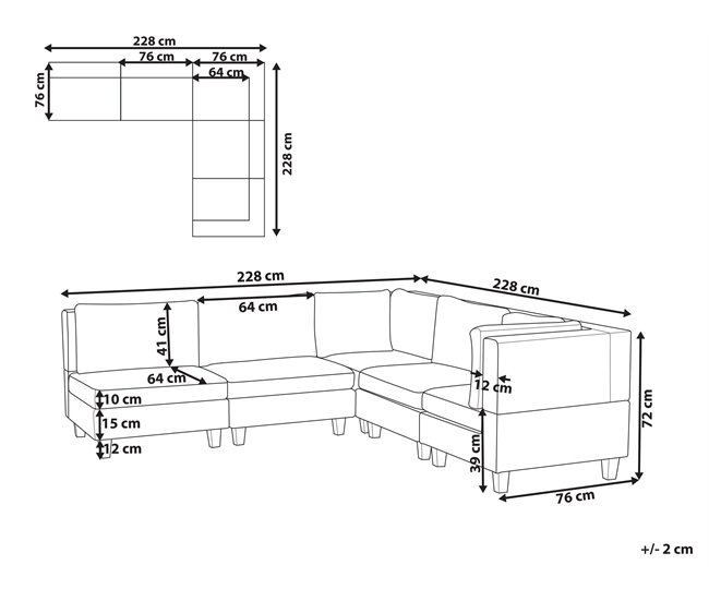Beliani Sofá esquinero Piel sintética UNSTAD Negro