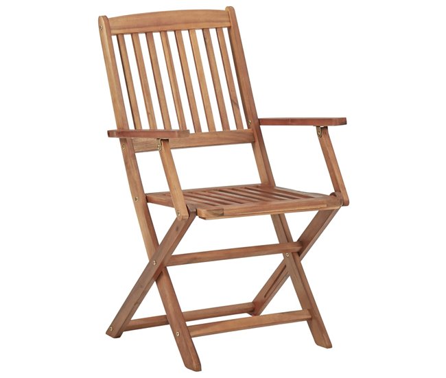 6 Sillas de jardín plegables de madera con cojines Antracita