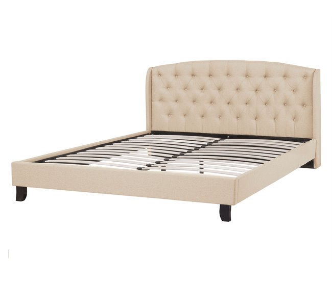 Beliani Cama con somier Poliéster BORDEAUX 147x217 Beige