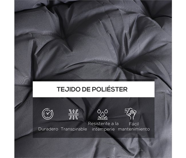 Cojín para Banco con Respaldo Poliéster, Algodón Outsunny 150x98 Gris