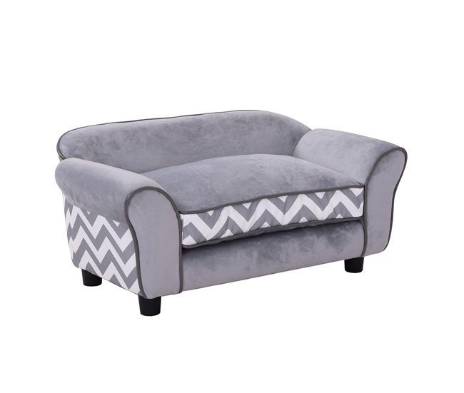 Sofá para Mascotas Madera, PVC, Esponja PawHut Gris