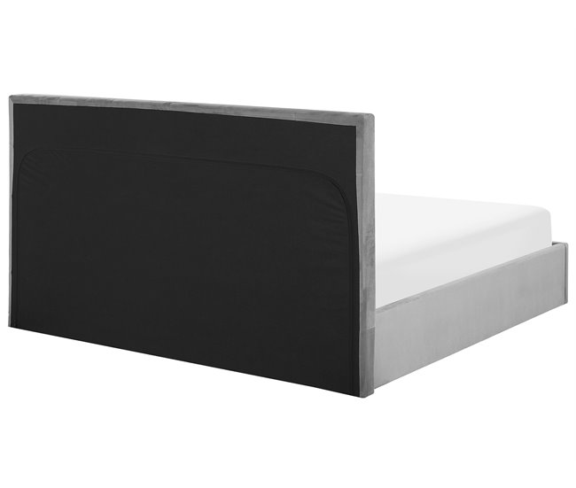 Beliani Cama con almacenaje Terciopelo LORIENT 177x216 Gris Claro