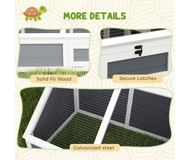 Casa para Tortugas Madera de Abeto, Acero Galvanizado PawHut Gris