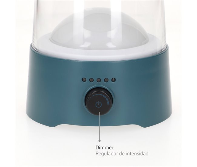 Aktive Lámpara LED camping 2 en 1 recargable USB 400 lúmenes regulable Azul