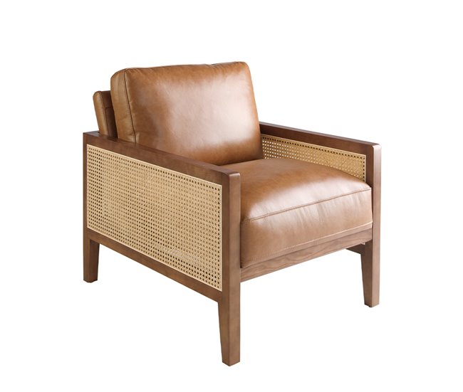 ANGEL CERDA Sillón piel marrón Nogal