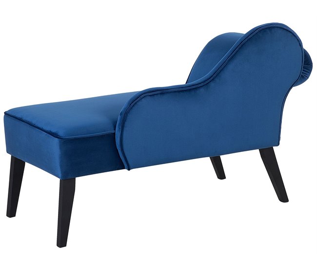 Beliani Chaise longue izquierdo Terciopelo BIARRITZ Azul Marino