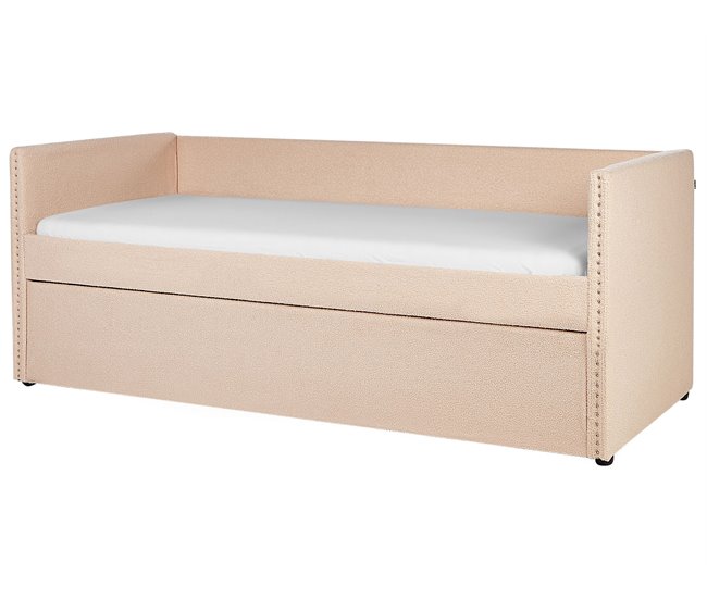 Beliani Cama con somier Bouclé TROYES 99x213 Beige