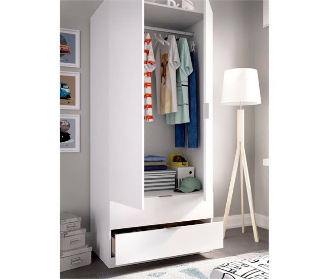 Armario 2 puertas efecto madera 81 Blanco