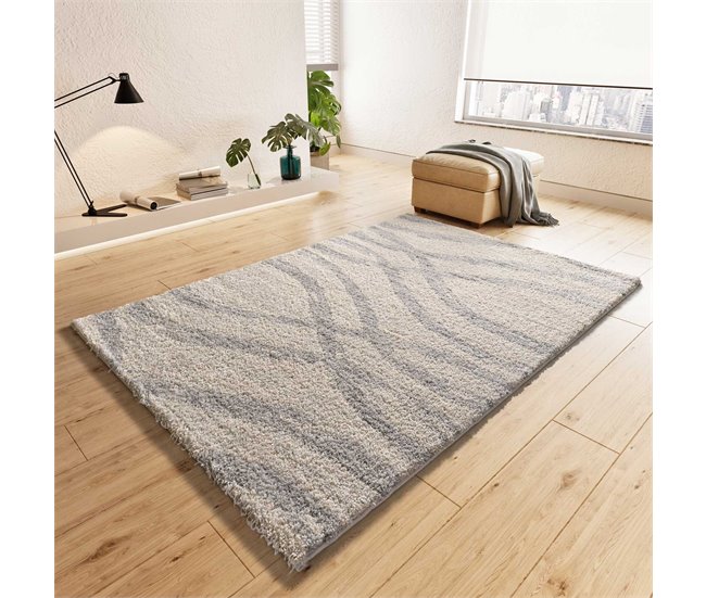 Alfombra shaggy de estilo escandinavo HELIA - ATTICGO 80x150 Plateado