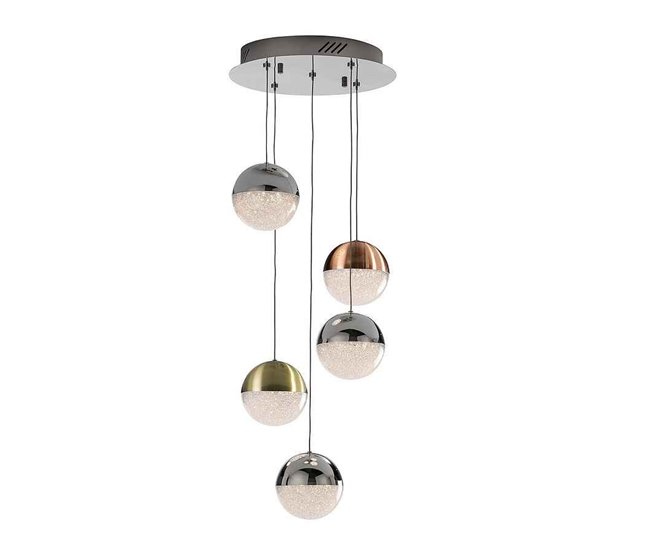 Lámpara De Techo Metal Serie Sphere 5 luces LED Cromo
