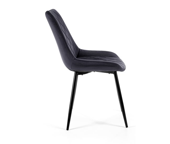 4x Silla tapizada capitoné de terciopelo SJ.0488 Negro