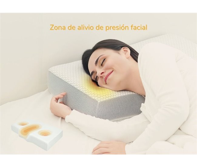 Almohada Antiarrugas ERGO con Funda de Almohada de seda Blanco