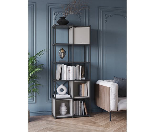 Estantería ANYA de 70cm negro y crema Negro