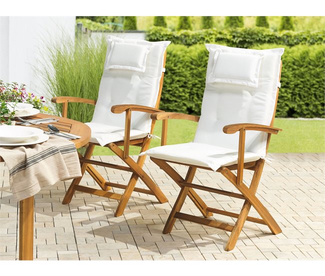 Beliani Cojín de asiento MAUI Blanco/ Beige