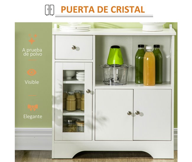 Aparador de Cocina Melamina de Madera HOMCOM, hogar - cocina 80 Blanco