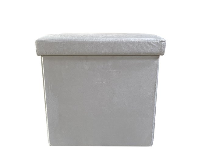 Puff Ottoman Almacenaje Cuadrado Terciopelo Plegable Beige