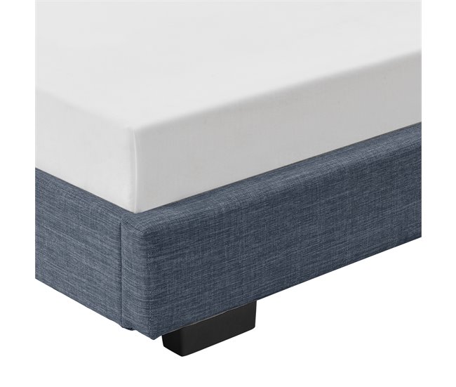 Corium Cama doble Masari con somier tapizado en piel sintética 186x214 Gris Oscuro