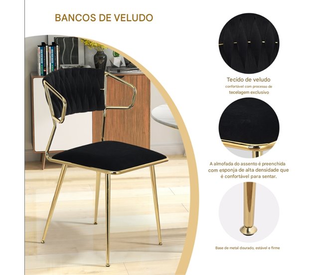 2 piezas, silla de comedor, silla alta Negro