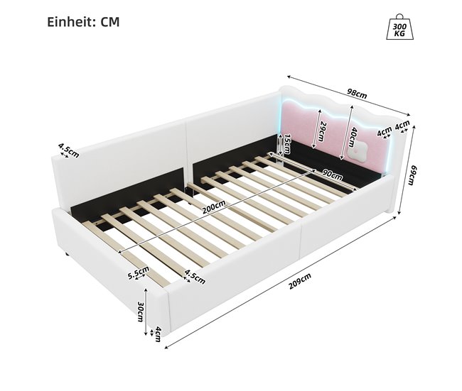 Camas individuales 98x209 Blanco
