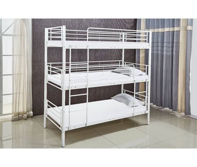 Litera Triple Metalica 201x98 Blanco/ Negro