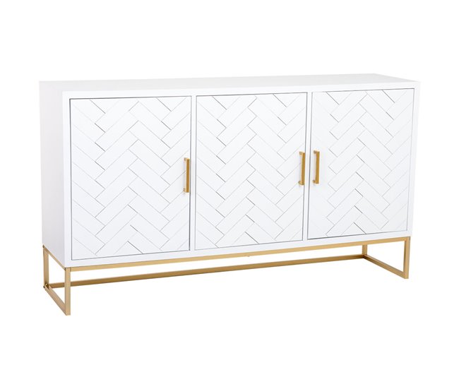 Aparador de 3 puertas de madera y metal Blanco