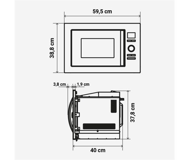 Microondas  Integrable con Grill 25L | UNIVERSALBLUE Negro