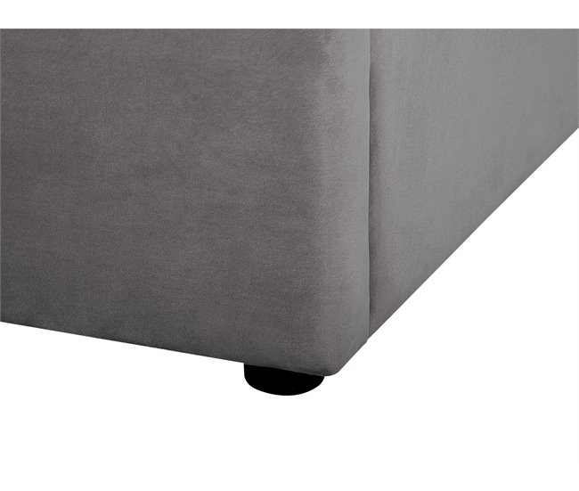 Beliani Cama con almacenaje Terciopelo LUBBON 210x217 Gris