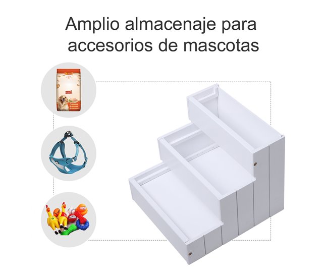 Escaleras para Mascotas Madera de Abeto PawHut Blanco