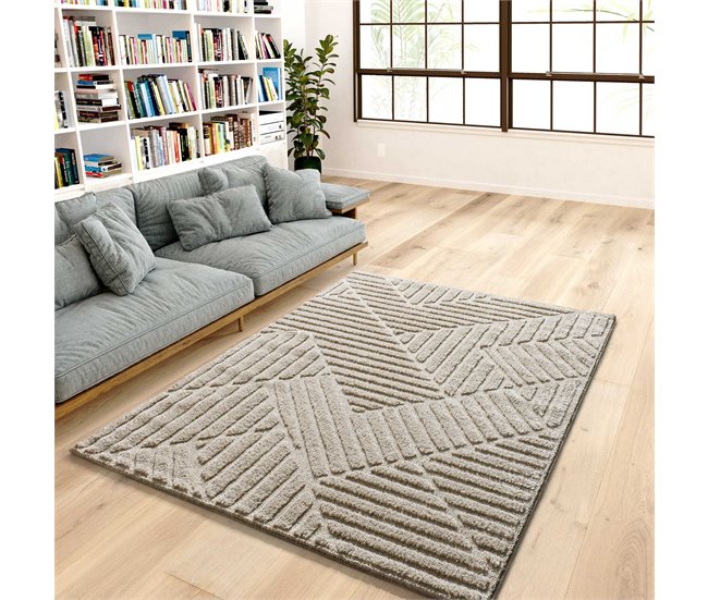 Alfombra geométrica con relieve NUMA - ATTICGO 200x290 Beige