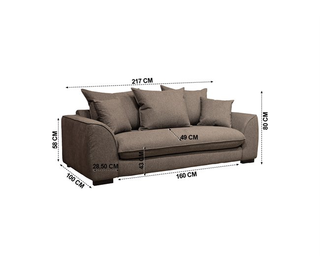Sofá cama de 3 plazas con apertura italiana SAGA Beige