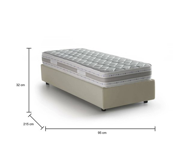 Cama individual en tela Beige