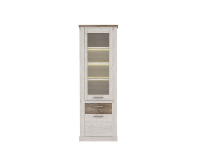 Vitrina alta 2 puertas y un cajón VERONA Blanco/ Madera