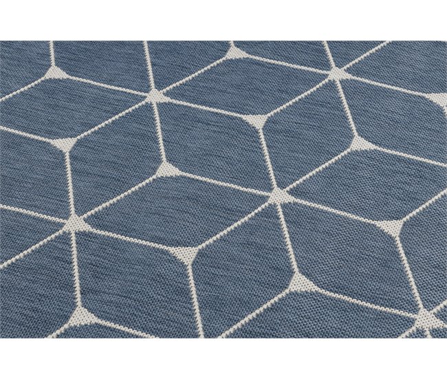 Alfombra de cuerda sisal FLAT 48721/591 Cubos 3D 160x230 Azul