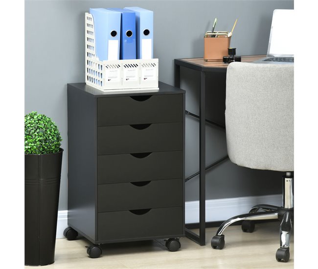 Cajonera de Oficina MDF HOMCOM, oficina - muebles de oficina Negro