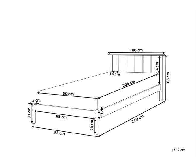 Beliani Cama con somier Madera de pino BARRET 106x210 Marron