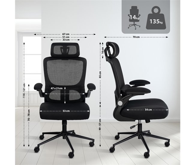 Silla de oficina - Newberg - Tela Negro