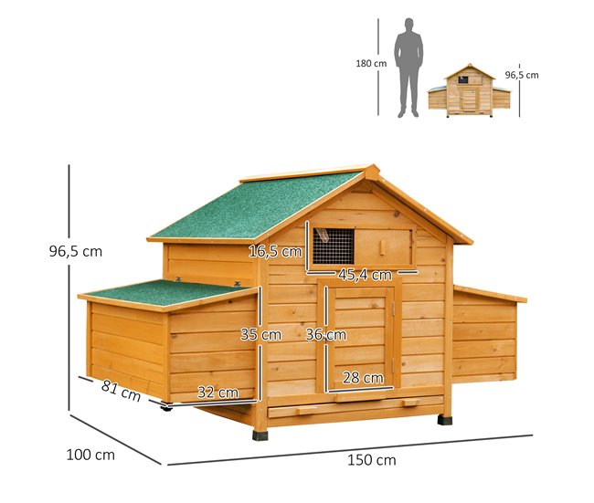 Gallinero de Madera Exterior Madera de abeto PawHut Marron