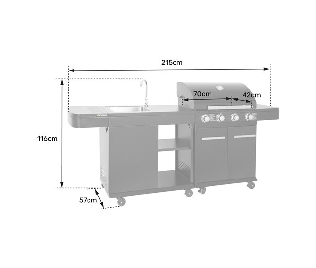 Cocina exterior modular FYRA - 4 quemadores Negro