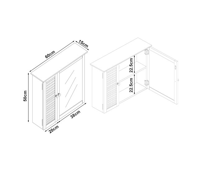 Armario pared con espejo Karlsøy MDF PVC Blanco