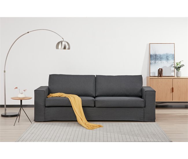 Sofá 3 plazas fijo JUNO desenfundable Gris Oscuro