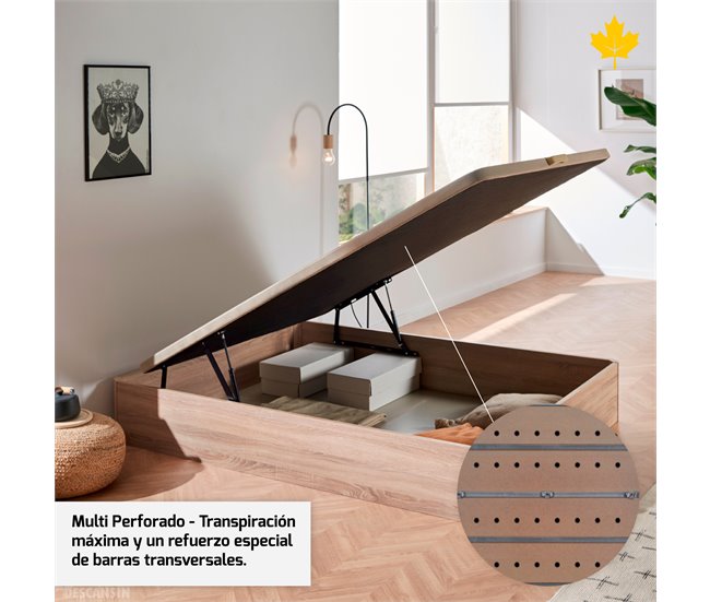 Canape Abatible Descansin | Patas en Madera de Haya Maciza 135x190 Beige